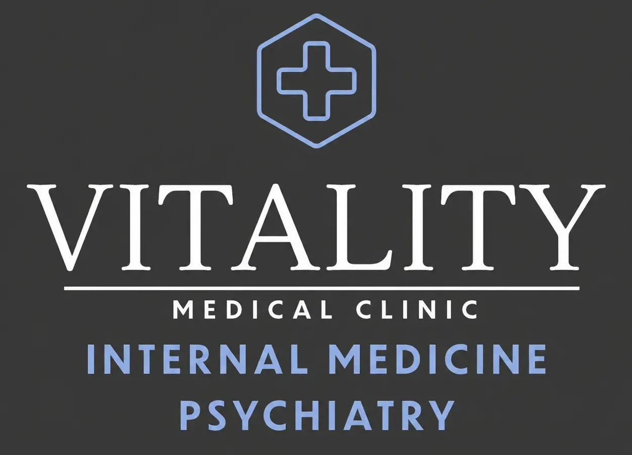 Vitality medical clinic logo internal medicine psychiatry Spring and The Woodlands TX